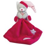 Doudou babynat baby'nat ours luminescent avec mouchoir rose etoile 13cms bn0137