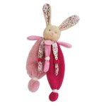 Doudou babynat baby'nat les poupis lapin rose liberty fleur plat 29cms bn0111