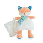 Doudou babynat baby'nat les poupis renard blanc bleu orange avec mouchoir 20cms. . .