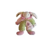 Doudou babynat lapin vert vert spirale fleur pantin