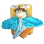 Doudou bengy singe plat bleu orange papillon