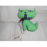 Doudou chat lollipops vert bleu rayé ruban noir ladycat strip 11cm de haut Doudou chat lollipops vert bleu rayé ruban noir ladycat strip 11cm de haut