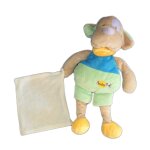 Doudou chien bleu vert - baby nat babynat 28 cm mouchoir