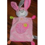 Doudou chien rose nicotoy vichy peluche lapin