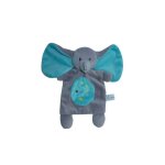 Doudou el�phant plat gris turquoise nicotoy simba toys