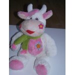 Doudou eluz vache blanche blanc fleur rose
