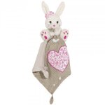 Doudou kiabi nicotoy lapin blanc mouchoir gris coeur rose luminescent