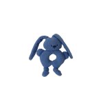 Doudou lapin hochet 17 cm nattou bleu grelot papier froiss  comme neuf