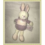 Doudou lapin mauve violet rose musical. baby nat babynat. h 18 cm