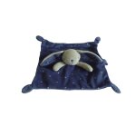 Doudou lapin plat bleu toiles nicotoy simba toys