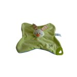 Doudou lapin plat vert bleu tiamo collection