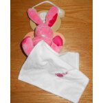 Doudou lapin rose baby nat mouchoir blanc peluche fushia bebe flashy