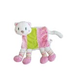 Doudou leclerc chat rose vert pois blanc plat - Doudou leclerc chat rose vert pois blanc plat -
