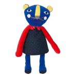 Doudou moulin roty la panthere les popipop bleu et rouge 36cms