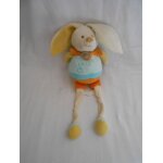 Doudou musical peluche chien lapin gribouillis baby nat babynat bleu jaune orange boite note musique ...