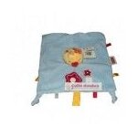 Doudou nattou ours bleu fleur rouge bordeaux neuf tim & lily plat