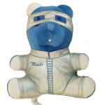 Doudou ours bleu gris argent� lunettes. musti mustela. h 20 cm