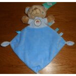 Doudou ours bleu et vichy tex baby peluche bb losange plat roocket boy
