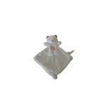 Doudou ours plat losange 24 cm  sucre d'orge  blanc pche rose  comme neuf
