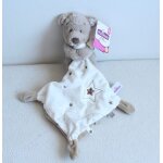 Doudou ours pommette mouchoir etoile blanc taupe intermarch 34 cm