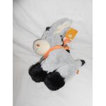 Doudou peluche ane cheval fizzy assis 25 cm gris noir creme beige ecru ivoire echarpe bandana foulard ...