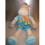Doudou peluche ane poney cheval bleu nicotoy 54 cm
