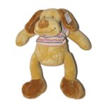 Doudou peluche chien beige marron pull ray maxita - 36 cm