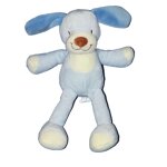 Doudou peluche chien bleu blanc. nicotoy simba. h 24 cm. 589 / 6039