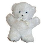 Doudou peluche ours blanc boulgom - yeux bleus nez noir - 32 cm ruban nounours