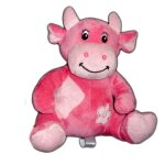 Doudou peluche. vache rose bbisol arthur et lola. grelot. h 22 cm