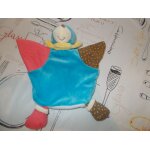 Doudou plat bleu rouge marron taupe marionnette nounours 7816 Doudou plat bleu rouge marron taupe marionnette nounours 7816