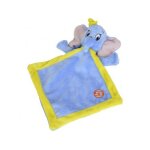 Doudou plat elephant dumbo bleu et jaune 18 x 18cm - peluche enfant - disney