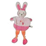 Doudou plat lapin rose orange noeuds hibou. tex baby. carrefour Doudou plat lapin rose orange noeuds hibou. tex baby. carrefour
