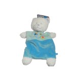 Doudou plat ours blanc bleu tex baby