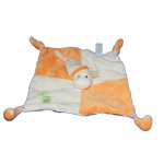 Doudou plat vache orange. gipsy. 2 noeuds. feuilles brodées Doudou plat vache orange. gipsy. 2 noeuds. feuilles brodées