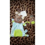 Doudou et son bebe babynat castor taupe marmotte ray� vert turquoise