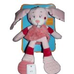 Doudou tex lapin robe rose fleur poussin oiseau dentition 23cms