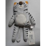 Doudou tigre gris chat lion catimini peluche eveil bebe naissance jouet animal velours bleu gris jaune ...