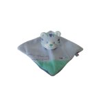 Doudou tigre plat bleu vert sucre d'orge