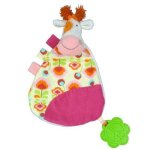 Ebulobo - doudou vache anemone plat peace and love rose et blanc fleur