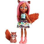 Enchantimals mini - poup�e sancha ecureuil et figurine animale stumper, aux cheveux roses et bruns avec ...