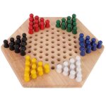 Fafeicy dames chinoises pour enfants planche educative en bois enfants classique halma jeu de dames chinoises ...