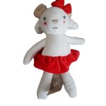 Grain de ble - doudou cerf renne blanc jupe rouge Grain de ble - doudou cerf renne blanc jupe rouge
