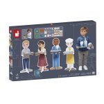 Janod - un jour au restaurant - jouet d imitation m�tier - 108 accessoires inclus - grands personnages ...