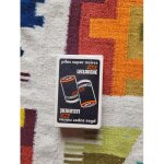 Jeu de 54 cartes glac�es, lavables, publicitaires des piles super noires saft leclanch�