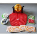 Jeu de bingo lotto en plastique avec sphre mlangeur, support de boules, boules numrotes, jetons bleus, ...