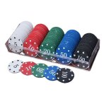 Jeu de jetons de poker, 100 pièces, 5 dénominations, impression claire, pièce de monnaie exquise avec ... Jeu de jetons de poker, 100 pièces, 5 dénominations, impression claire, pièce de monnaie exquise avec ...