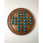 Jeu de solitaire en bois et pierres min�rales turquoise � 20 cm