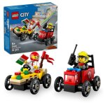 Lego city - pack de bolides de course : camion de pizza contre camion de pompiers - 60458