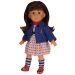 Mademoiselle corolle coquette brune robe a pois bleus